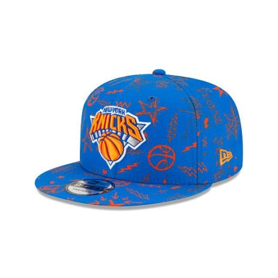 Blue New York Knicks Hat - New Era NBA Doodle 9FIFTY Snapback Caps USA9814530